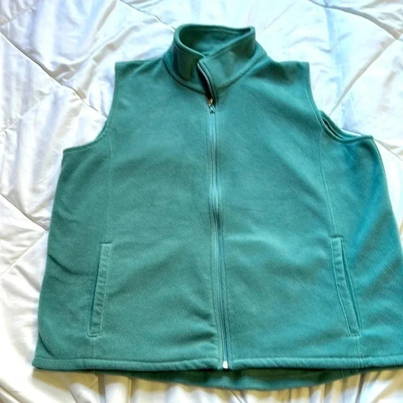 Woolrich Fleece Vest Seafoam Green Zip Up 2 Pockets Women's Size XL - Picture 1 of 6